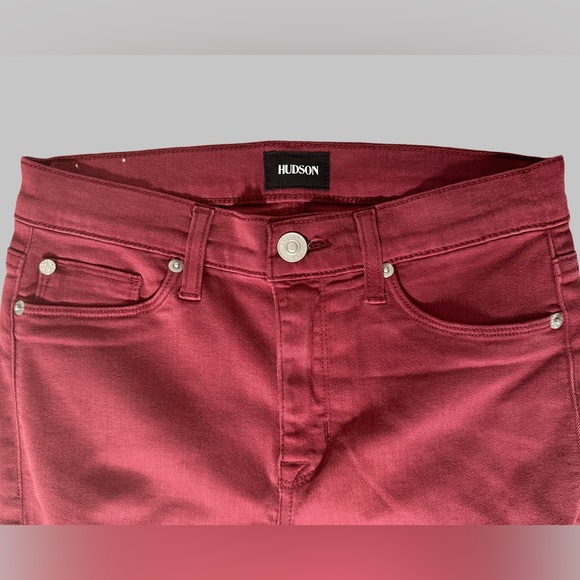 Hudson Jeans Women's Burgundy Midrise Ankle Natalie Skinny Stretch Jeans - Picture 7 of 9